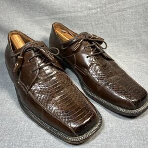 Florsheim Brown Barret's Men's Genuine Snake Shoes Tassel Lace Up Sz 12 D 11172